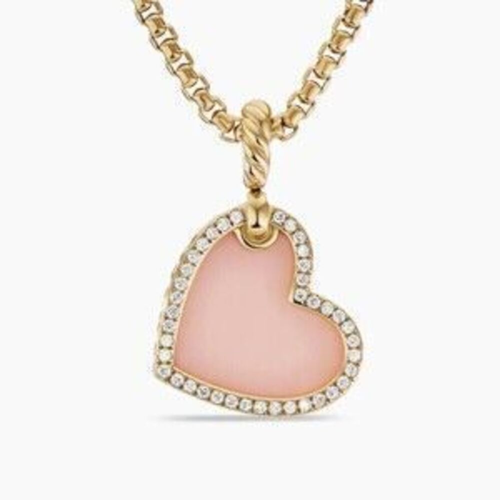 David Yurman Gold Pink Heart Necklace